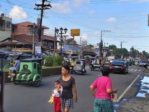 A busy street in Pagsanjan, Laguna in the Philippines.
