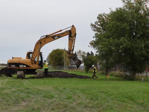 The excavation site at 420 Main Street in St. Adolphe.