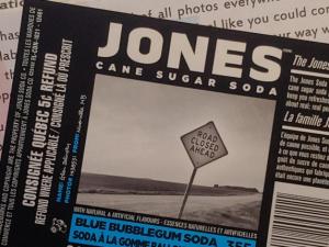 The Jones Soda label which showcases a picture taken by Greg Zelinski.