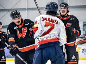 The Niverville Nighthawks put together one of their biggest wins in franchise history, defeating the Winkler Flyers by a 6–1 scoreline at home at a packed home crowd at the CRRC on Sunday night. The best-of-seven series is now tied at one game apiece.