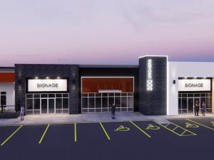 Conceptual drawing of new strip mall.
