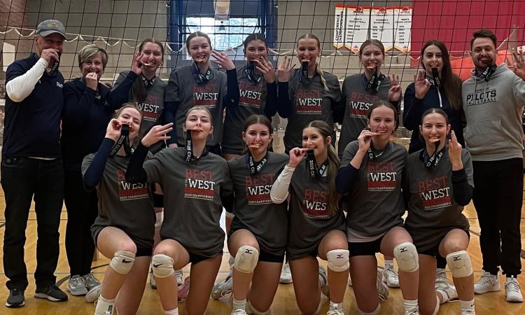 Back: Carl Fast, Heather Fast, Carly Friesen, Sage Wiebe, Bella Peters, Abby Voth, Kiersten Reimer, Kyla Zacharias, and Dylan Zacharias. Front: Abbie Parker, Willow Murray, Halle Smith, Mady Friesen, Olivia Unrau, and Tanya Gauthier. 