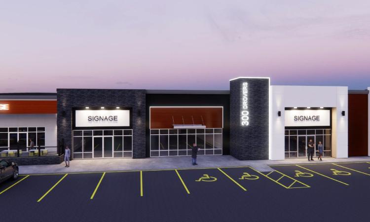 Conceptual drawing of new strip mall.