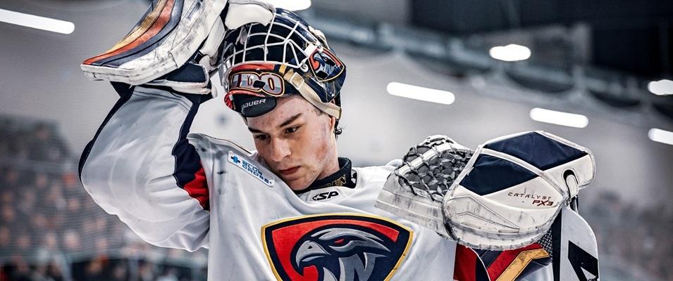 Raiden LeGall in net for the Nighthawks.