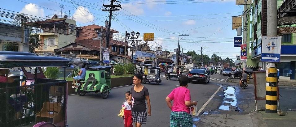 A busy street in Pagsanjan, Laguna in the Philippines.