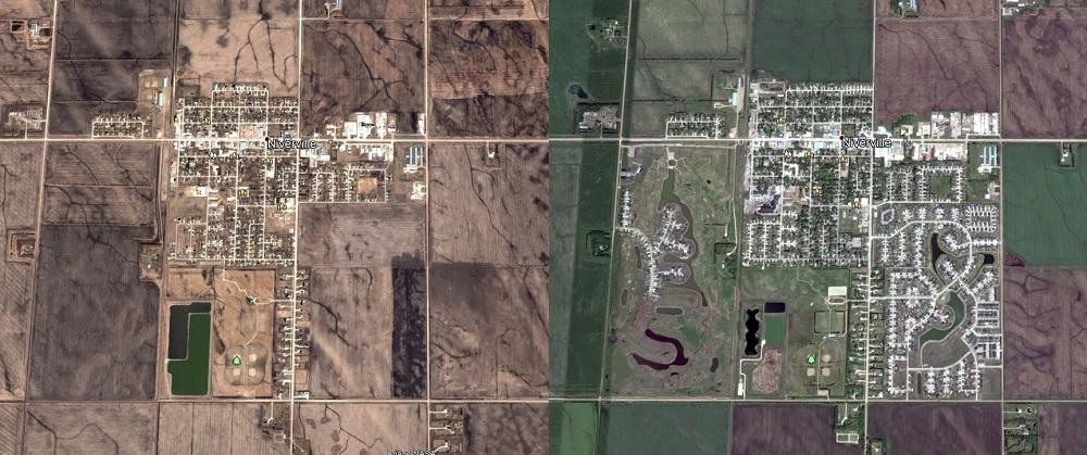 Niverville in 2002 versus Niverville in 2017. With big growth comes change.