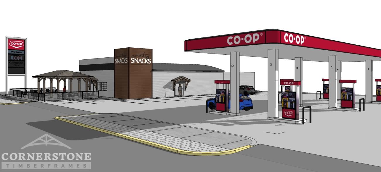 Rendering of the new gas bar coming to Country Snacks.