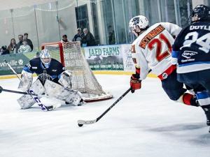  The Steinbach Pistons continue to show why they are the top team in the MJHL this season. In game two, they notched another convincing 5–2 victory over the Niverville Nighthawks in the first round series.