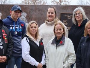 Back row: Wes Bonkowski, Natalie Batkis, and Louise Hiebert. Front row: Randy MacDonald, Laurie Stott, Elaine Krahn, and Lora Wachtendorf. Missing: Donald Stott and Jason Kehler.