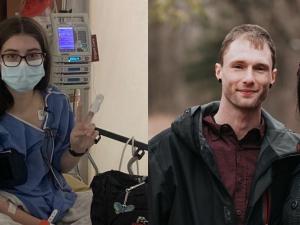 Nevada Long and Paige Malthouse with her husband Steven.