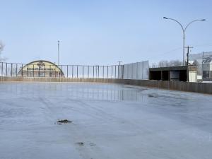 The outdoor skating rink and the Niverville Centennial Arena.