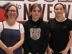 Ms. Van den Brul with students Kyra Bird and Ana Dean.