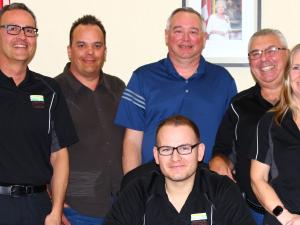 Councillor Curtis Claydon, Deputy Mayor Shane Pelletier, CAO Mitch Duval, Councillor Ron Mamchuk, and Councillor Janine Boulanger. Front: Mayor Chris Ewen.