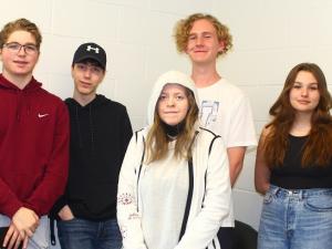 Grade Ten students at Niverville High School, alongside teacher Julie-Anne Krcadinac (far left).