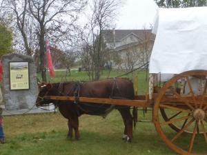 Ernest Braun and Terry Doerksen at the Shantz cairn on October 8.