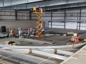 Construction continues in the fieldhouse side of the building, with space for a running track on the second level.