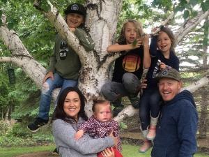 Jordan St. Cyr with his wife Heather and their four children, in his hometown of Niverville.