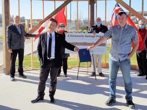 MLA Ron Schuler announces grant funding for Niverville’s new Heritage Wall.