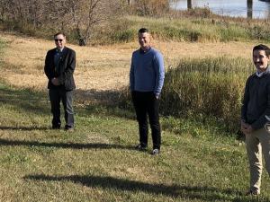 Claude Lemoine, Louis Allain, Joel Gagnon, and Justin Johnson at the site of the new boat launch.