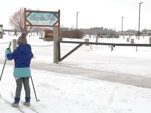 A groomed cross-country skiing trail is open in Hespeler Park.
