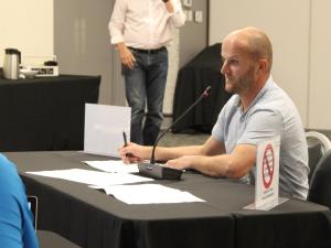 Developer Luke Wiebe makes a successful pitch to council regarding a proposal to build new rental units.