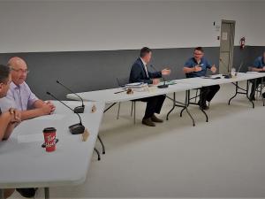 Niverville's council continues its socially distanced meetings at the south end of the arena.