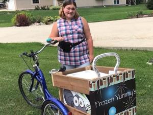 B’Elanna Piasta of Niverville has been selling ice cream out her custom bike trailer the last two summers to raise money for an upcoming school trip to Europe.