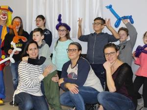 MoveNGroove participants at their annual birthday party, with organizers Laurie Loeppky, Lisa Sakwi, and Leah Dyck.