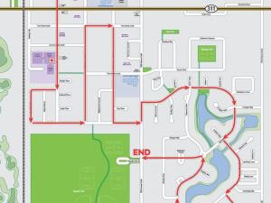 The parade route for Niverville's 2020 Canada Day celebration.