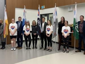 Young and old gather at Niverville High School to announce the 2022 Manitoba Winter Games.