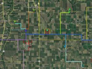 A map showing the proposed treatment plant north of Niverville and its connections to the surrounding communities.
