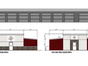 Elevation plans for the new building to be constructed at 299 Main Street.