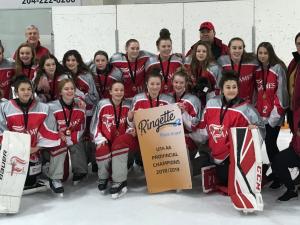 The U14 Eastman Flames, including players from Niverville and Ste. Agathe, are Provincial champions.