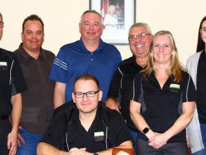 Back row: Councillors Curtis Claydon and Shane Pelletier, CAO Mitch Duvall, Councillors Ron Mamchuk and Janine Boulanger, and Youth Councilor Alexie Lepage. Front: Mayor Chris Ewen.