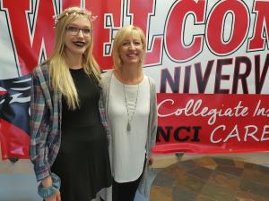 Actress Shelah Klassen and NCI guidance counsellor Deanna Wiebe