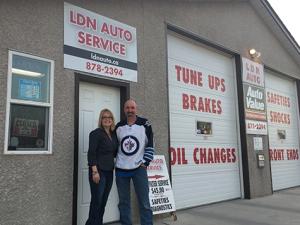 Stacey Thomas-Niebel and Larry Niebel at LDN Auto in Île-des-Chênes