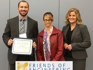Daniel Wiebe, Carolyn Geddert (Faculty of Engineering), and Brandy O'Reilly (Friends of Engineering).