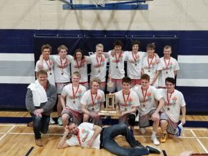 Top: Lijah Doell, Keegan Beer, Austin Anderson, Kress Schmidt, Carter Bairos, Matt Bairos, Zach Hiebert, and Justin Friesen. Bottom: Graham Beer, Josh Limpright, Joel Dueck, Parker Davis, Nate Martin, and Corey Golden. Front: Richard Toews.