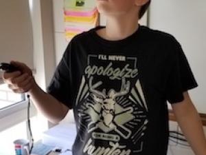 Hunter Reimer operating video-making gear provided by Samsung