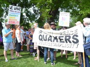Marchers assemble in Steinbach for the Pride march