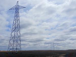 Newly placed transmission towers through the RM of Hanover