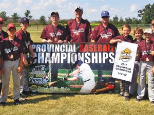 Back Row: Avery Pickering, Josh Bartlett, Logan Wolfe, Joshua Smeltz, Landon Nickel, and Mike Lindsey. Front row: Logan Dearborn, Kade Peters, Austin Spencer, Owen Bunn, Dayton Christensen, and Jace Woytowich. Coaches: Clayton Smeltz, Rod Wolfe, and Mike Lindsey