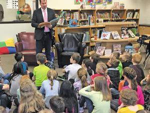 MLA Shannon Martin reads to students at Niverville Elementary School