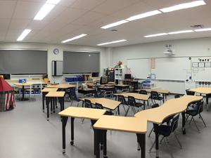A classroom in the new addition