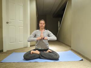 Chantel assumes the lotus position