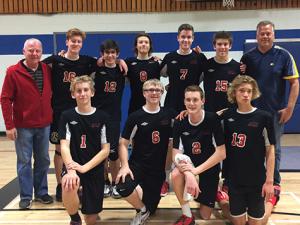 Back row: Ron Limpright (head coach), Justin Braun, Guippe D'Amico, Austin Anderson, Jordan Meyers, Parker Davis, Marlen Wall (assistant coach) Front row: Keegan Beer, Josh Limpright, Nate Martin, Lijah Doell