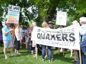 Marchers assemble in Steinbach for the Pride march