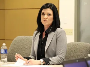 Michelle McHale makes her presentation to the Hanover School Division