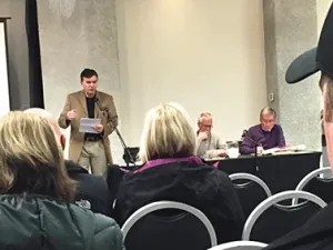 Attendees take their seats for water proposal meeting