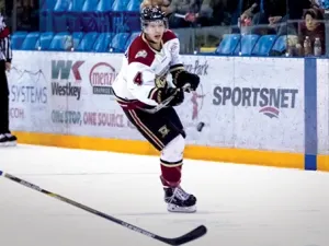 Tyler Anderson on the ice for the West Kelowna Warriors
